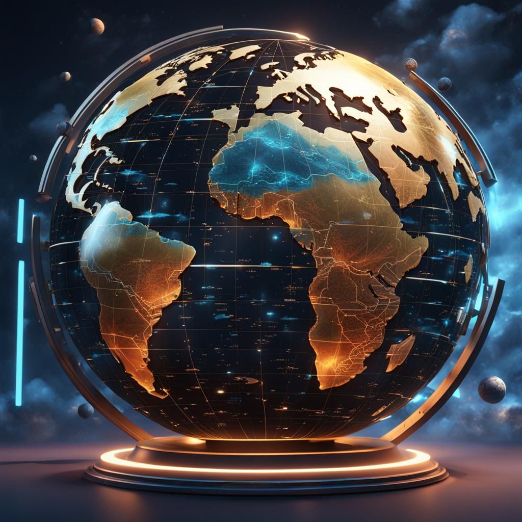 Futuristic Globe with SEO Backlink Concept Art