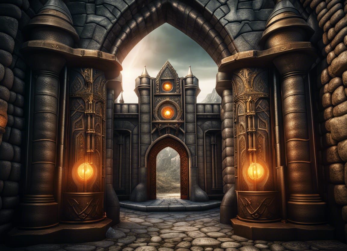 Medieval Wizard Fortress with Magic Portals
