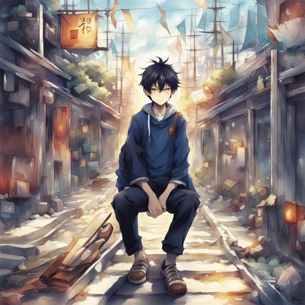 Anime Style Boy in Japanese Manga Art