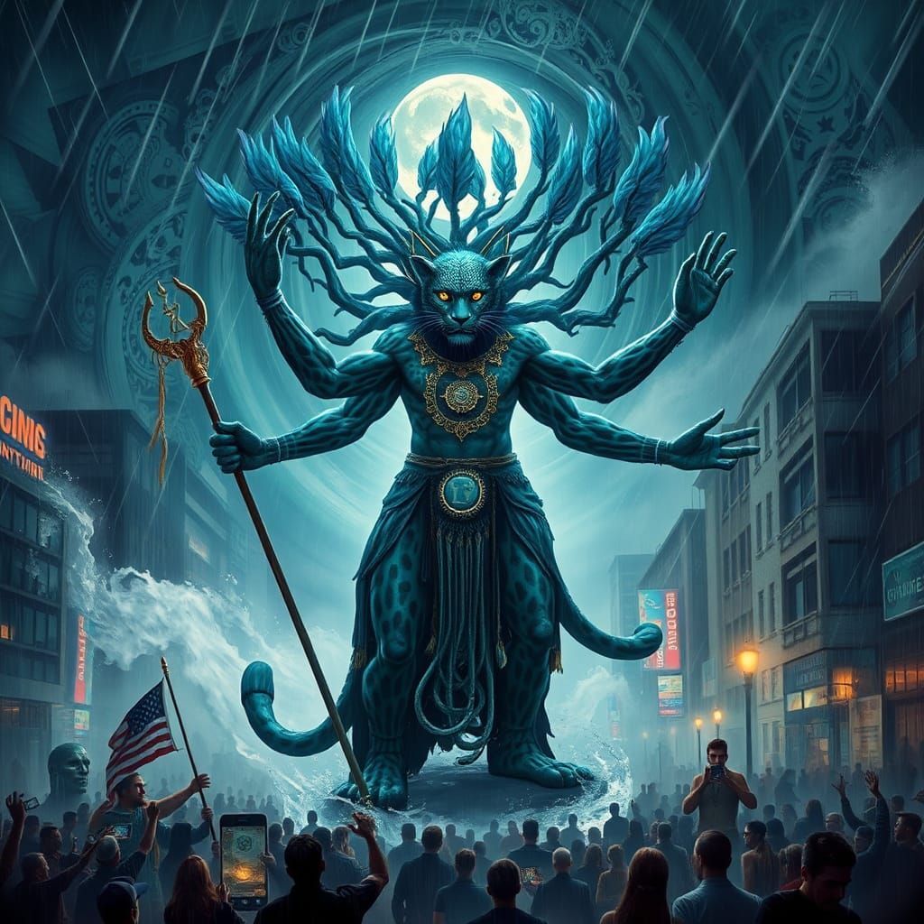 Leopard Shaman in Stormy New York City