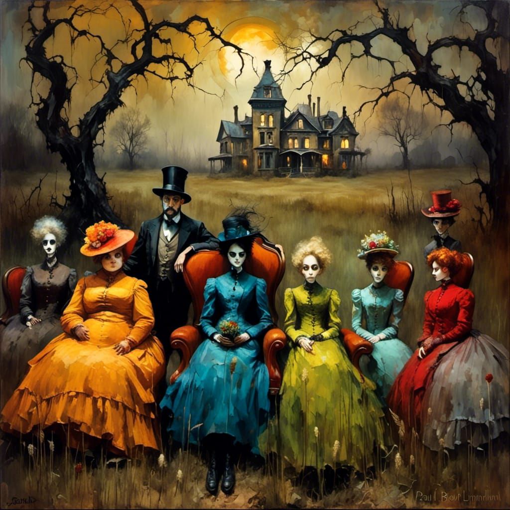 Eerie Victorian Mansion in Dystopian Surrealism