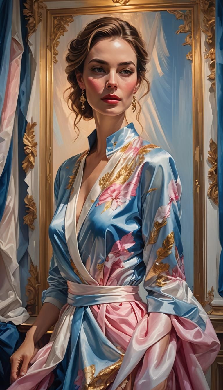 Elegant Woman in Modern Couture: Impressionist Oil Painting