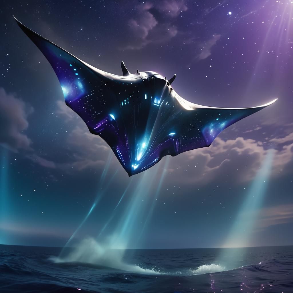 Galactic Manta Ray Spaceship Depicts Cosmic Oceanic Encounte...