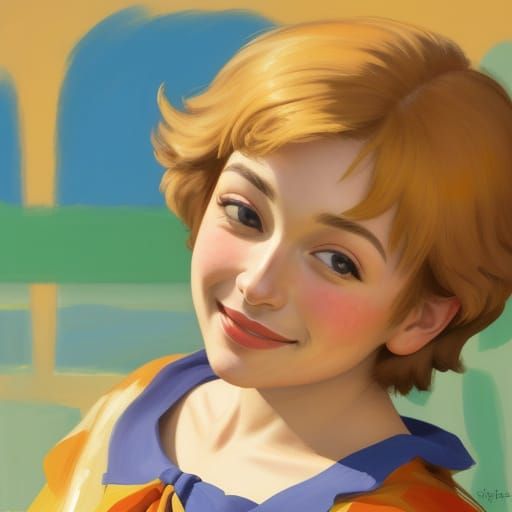 Smiling Child Portrait in Fauvist Style