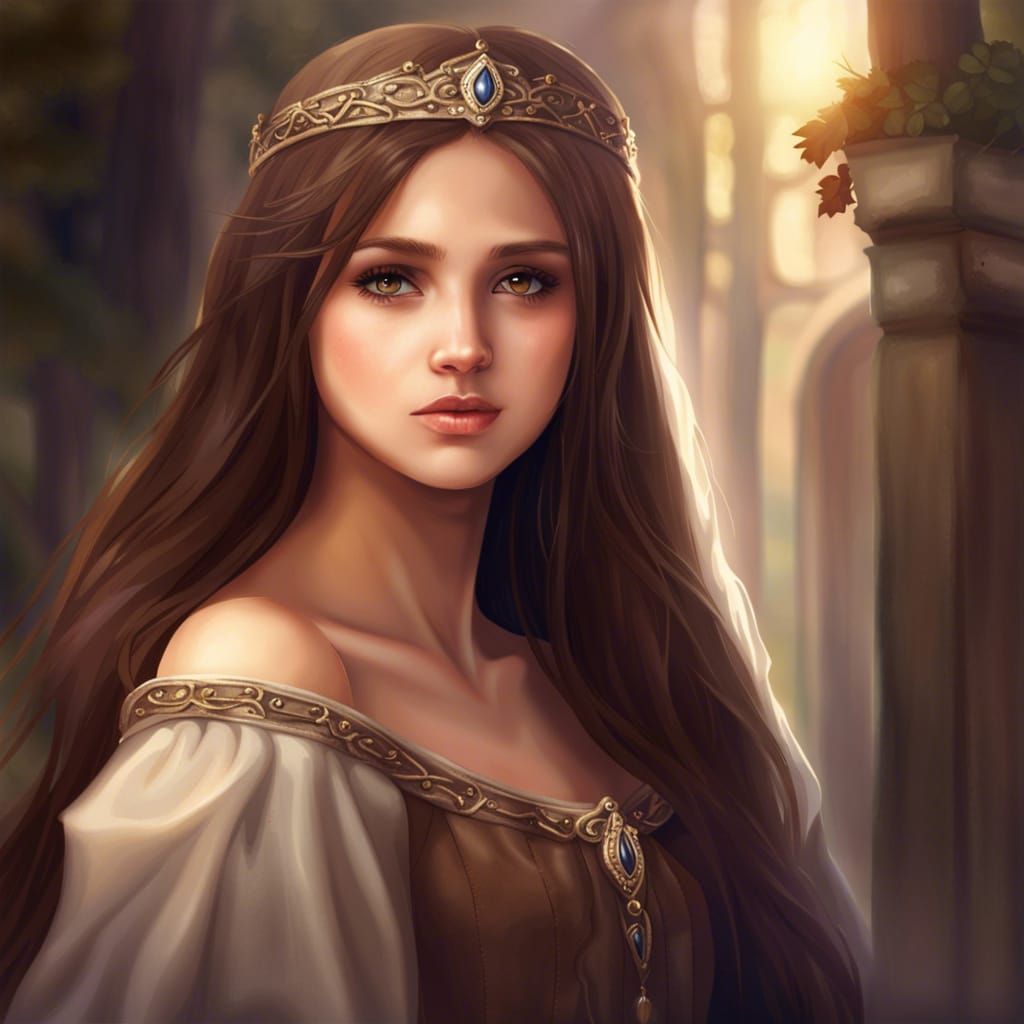 Elegant Medieval Princess Portrait in Fantasy Style