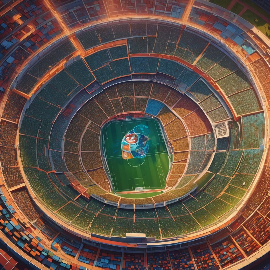 Surreal Futuristic Stadium Unveiled in 3D Digital Art