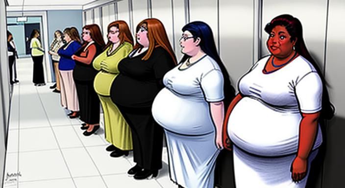 Women Waiting in Line for Bathroom Stalls