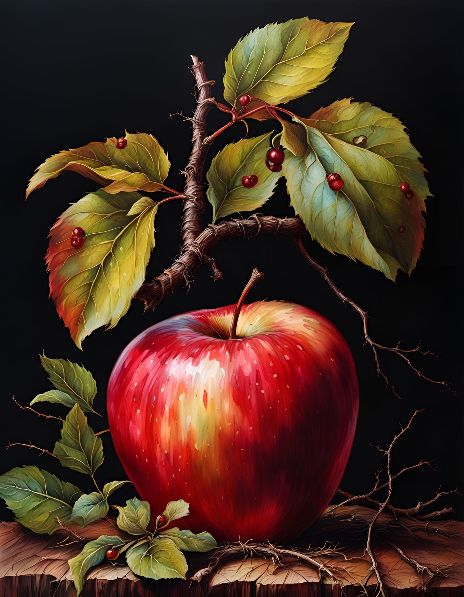 Hyperrealistic Red Apple in Deep Color