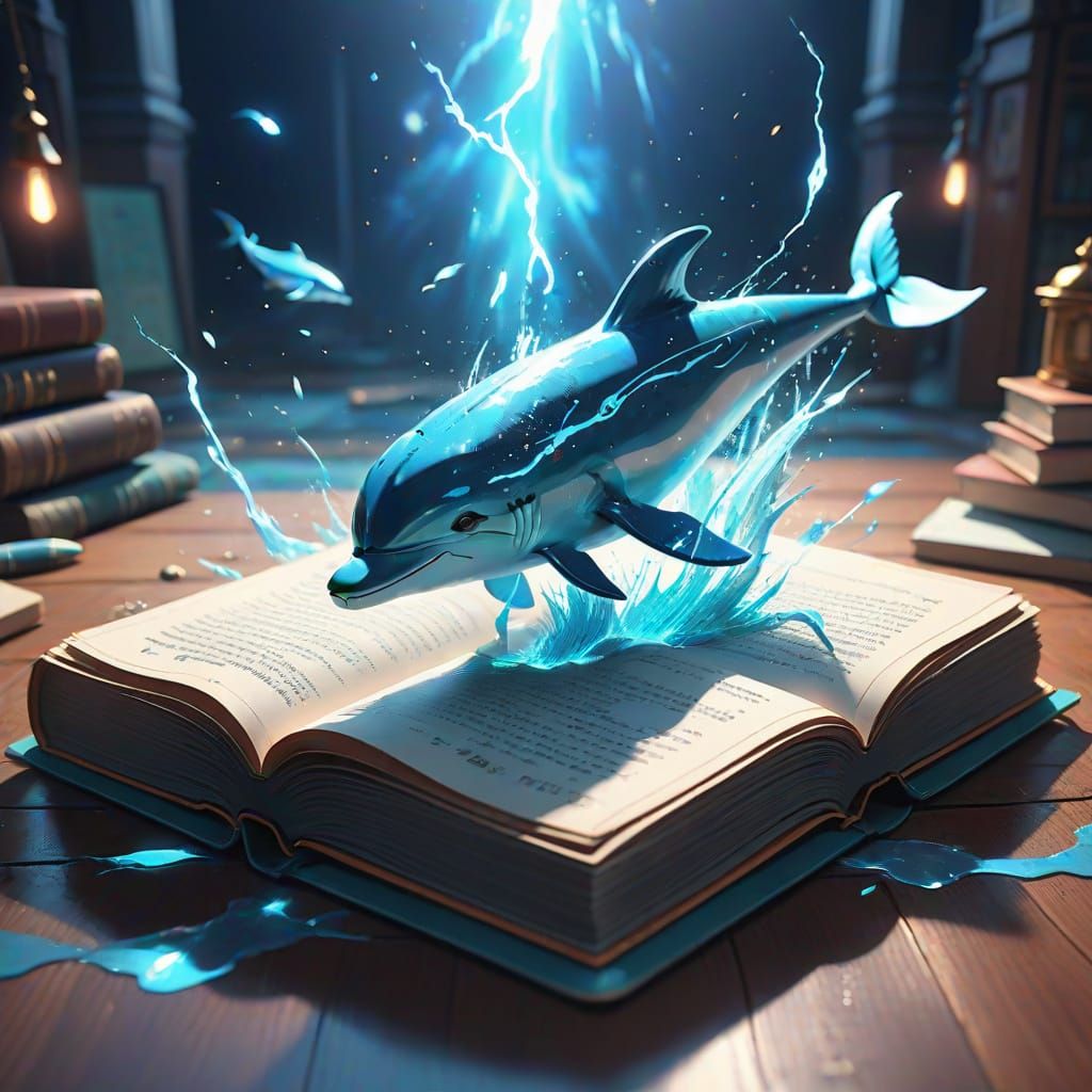 Ethereal Dolphin in Shimmering Hologram