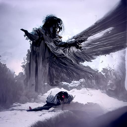 Fallen Angel in Dark Gothic Horror Style