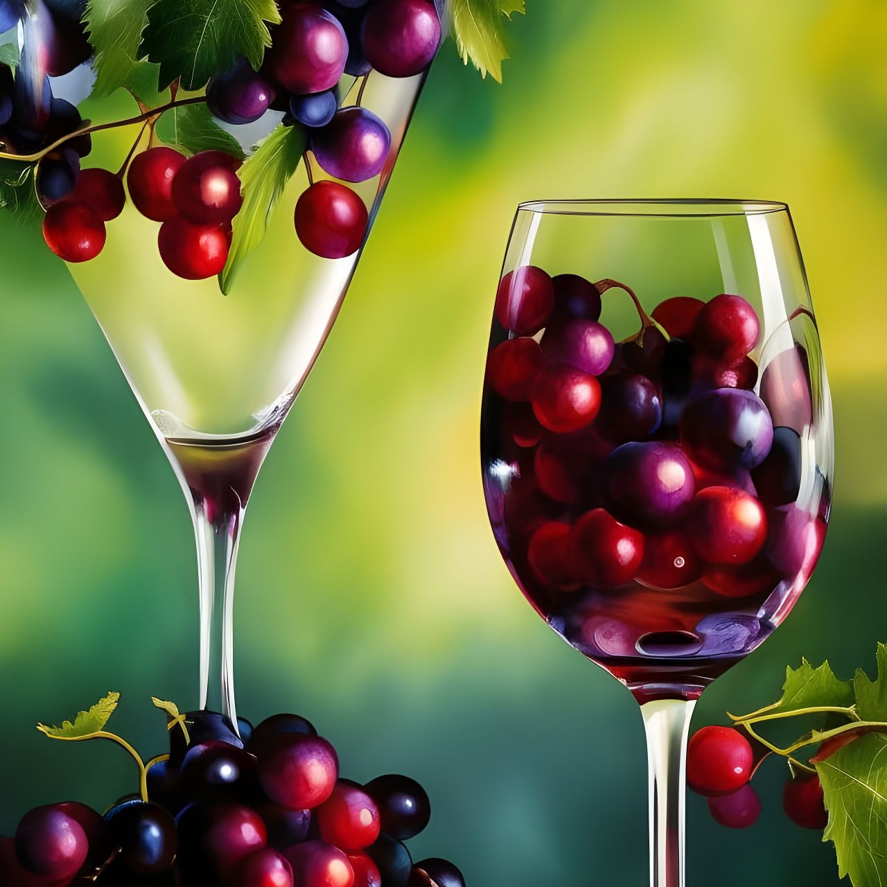 Elegant Wine and Grapes Digital Painting