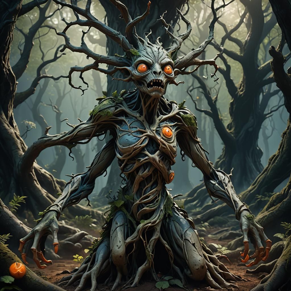 Grotesque Clay Mother Emerges from Mystical Forest