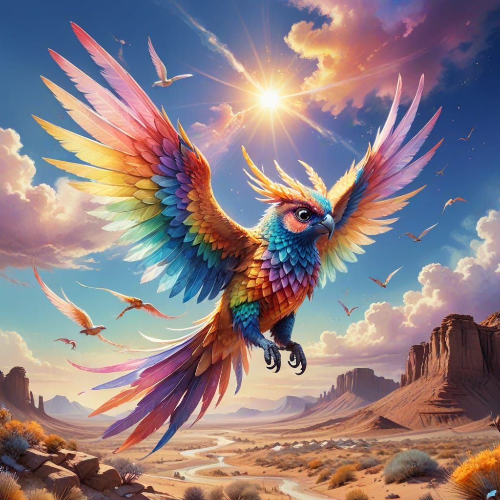 Crystal Skimmers Soar: Dreamy Watercolor Fantasy Art