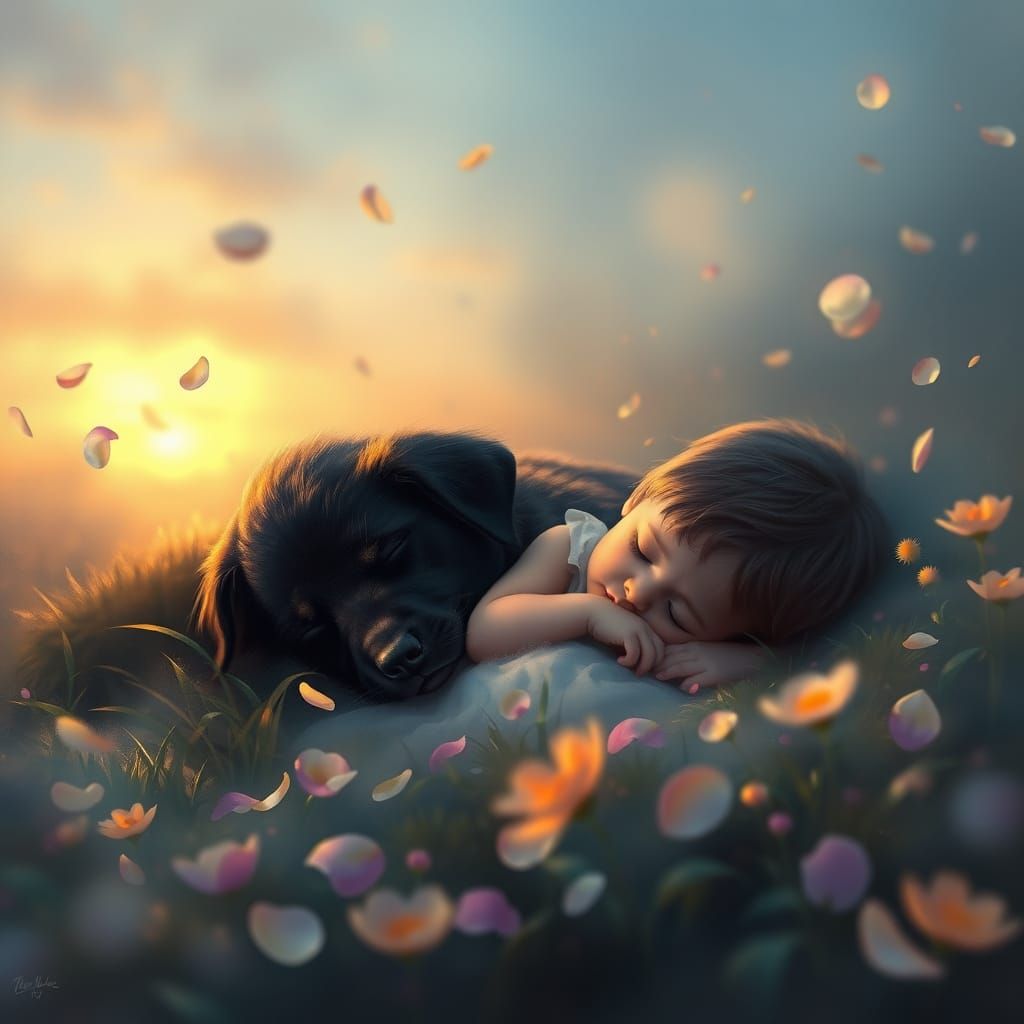 Serene Twilight Garden Scene in Impressionist Style