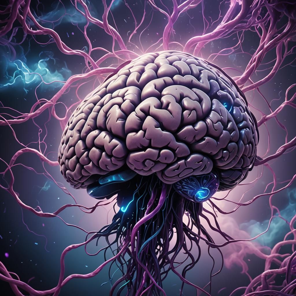 Ethereal Brain in a Dark, Mysterious Space