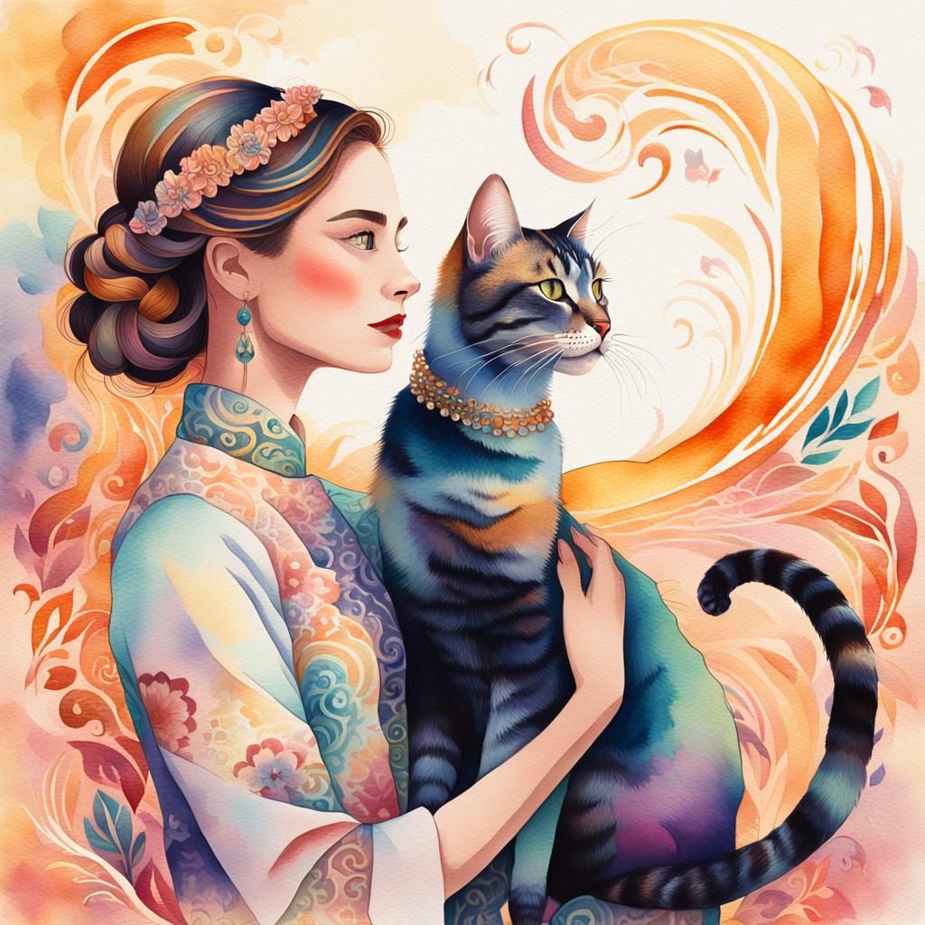 Woman Rides Cat in Salvador Dali-Inspired Surrealism