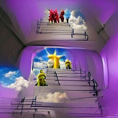 Teletubbies on a Stairway to Heaven: AI Creation