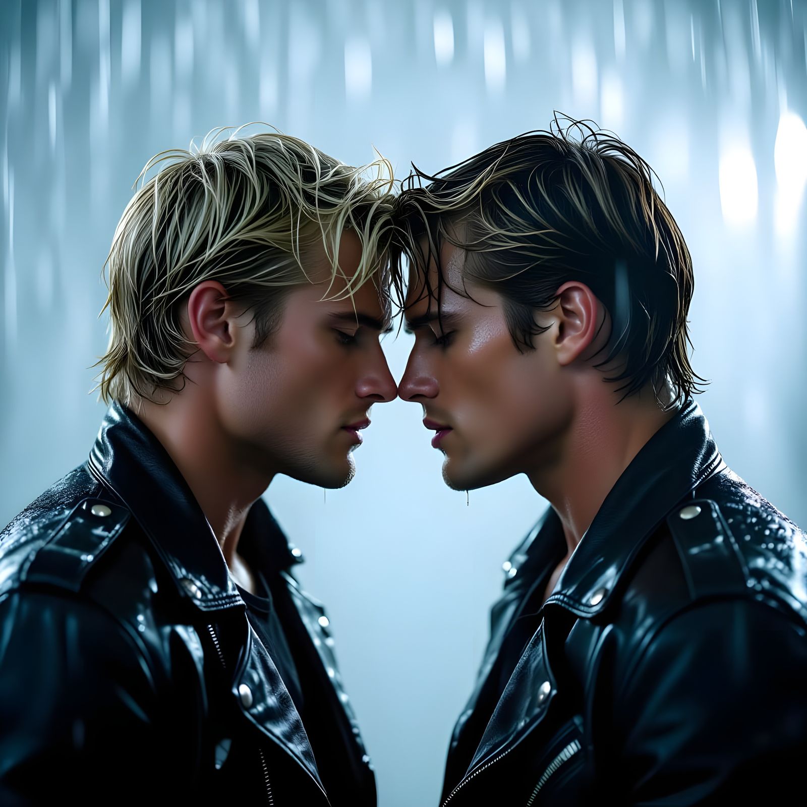 Intimate Moment in Rain: A Romantic Encounter