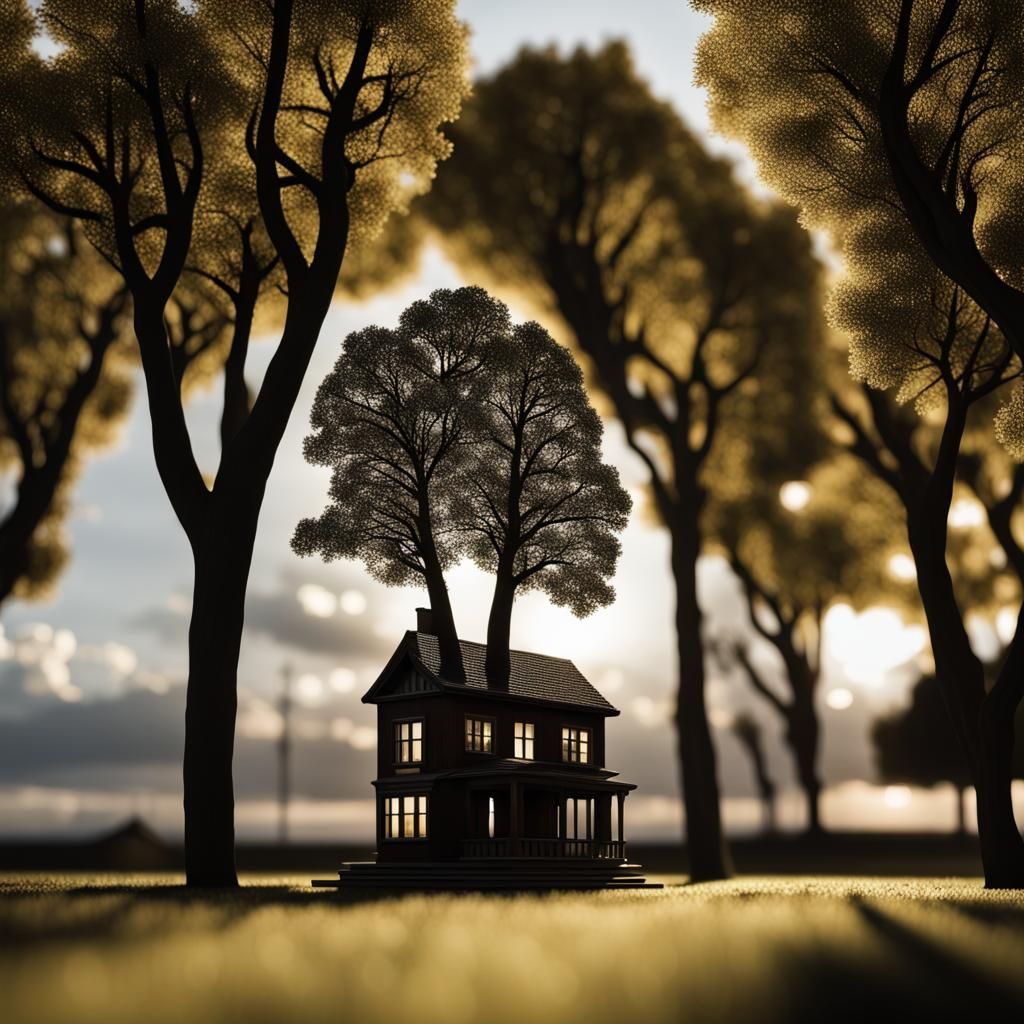 Tree Silhouette Optical Illusion in Photorealistic 8k