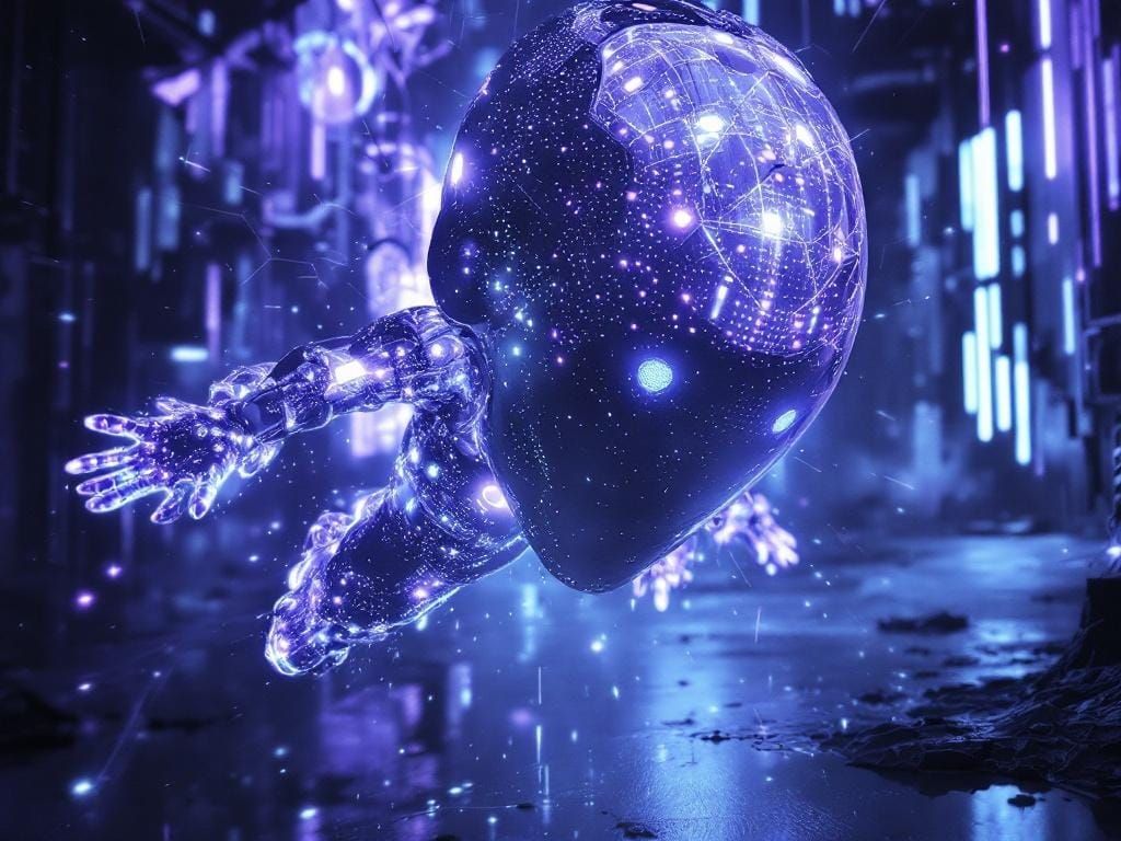 With Sentient Biodigital Constructs in Glowing Float-Pants