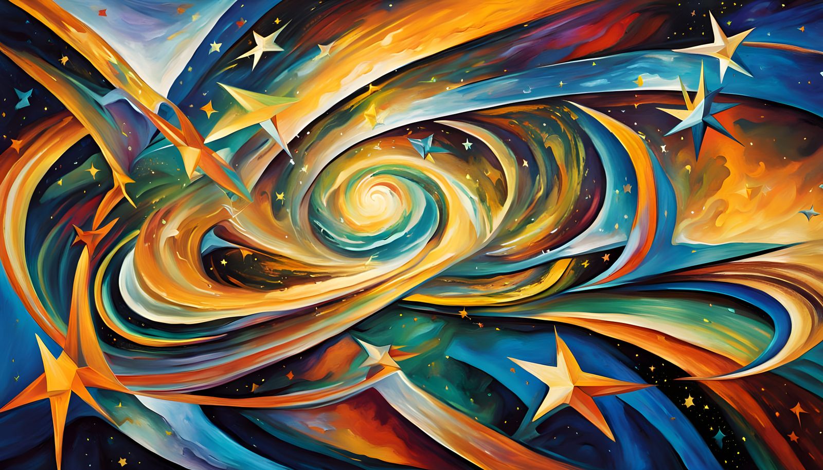 Iridescent Plasma Vortex in Thick Impasto Oil Style