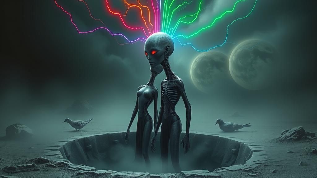 Surreal Androids in Dreamlike Alien Landscape