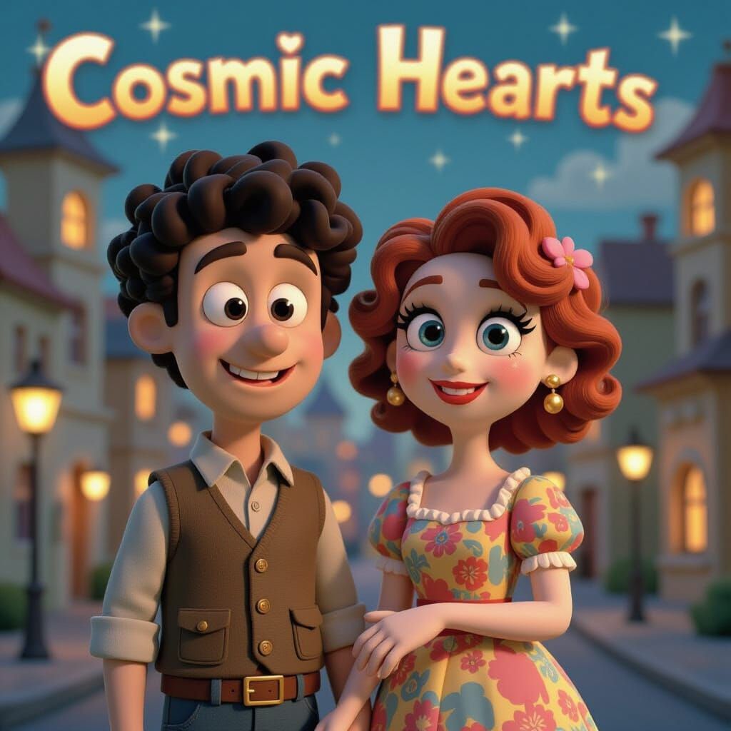 Cosmic Hearts Claymation Sci-Fi Romance Movie Poster