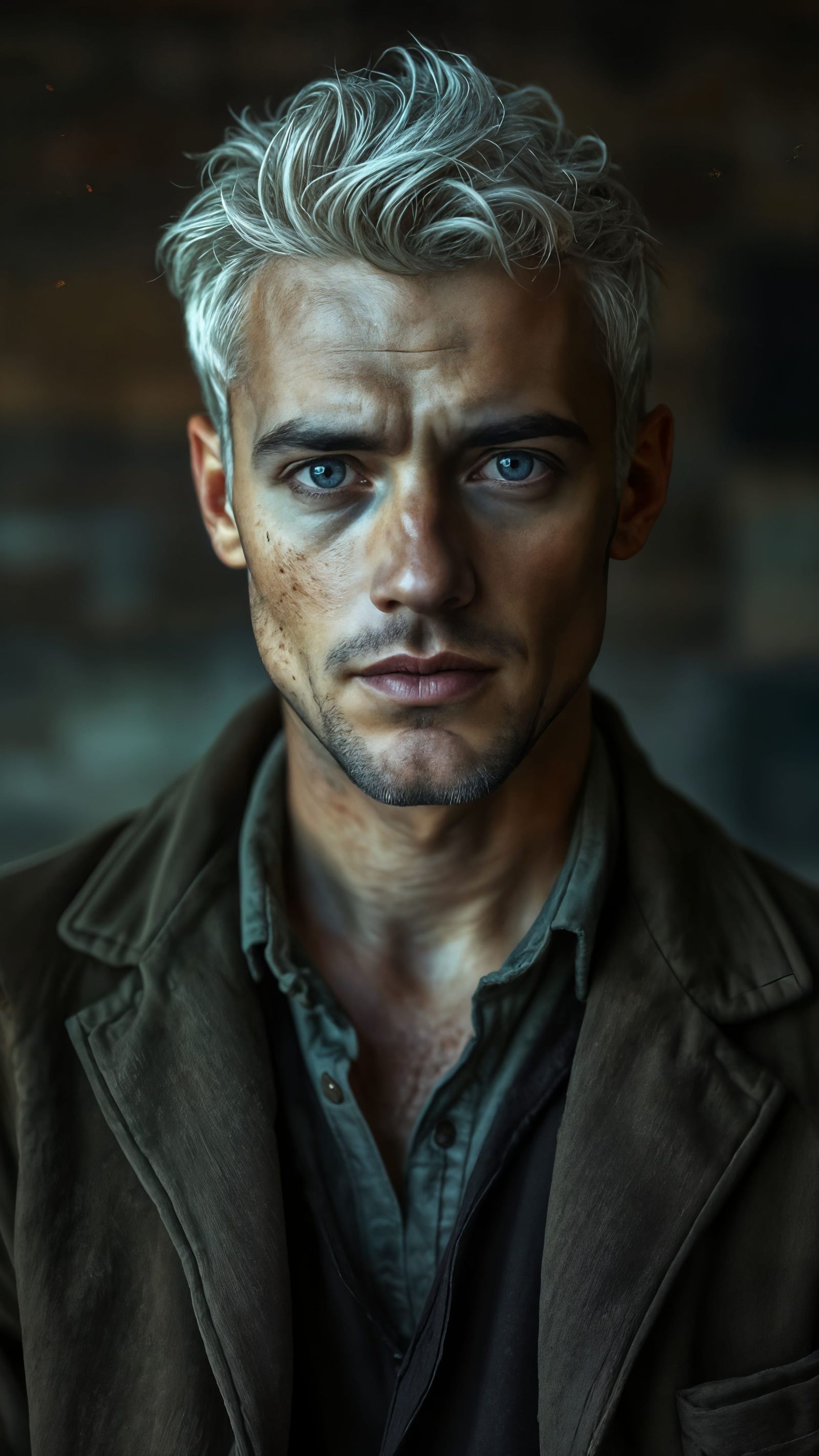 Striking Portrait of Man with White Hair