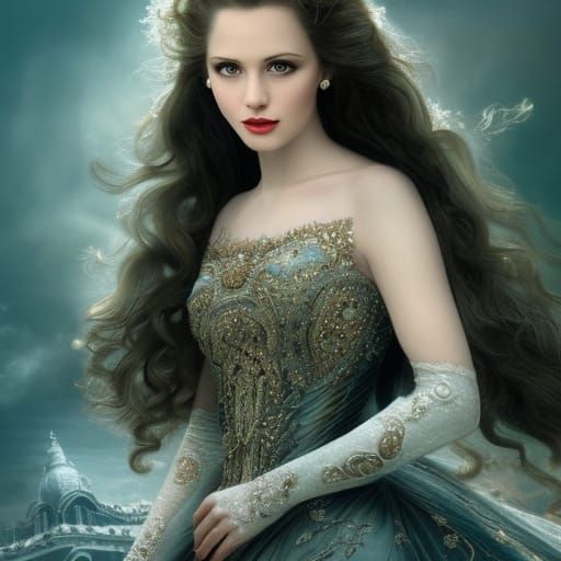 Regal Woman in Ball Gown: Digital Matte Painting