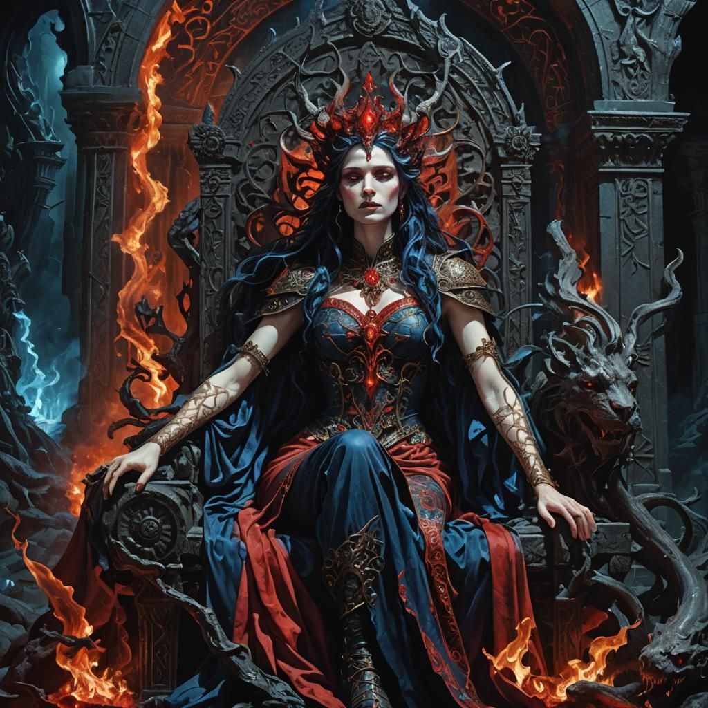 Persephone on a Throne in the Underworld