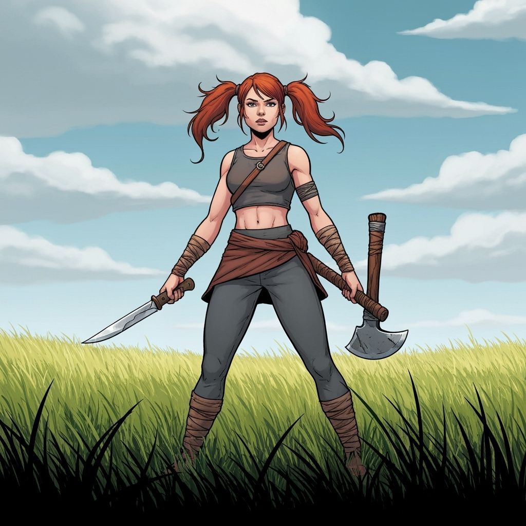 Teenage Warrior Girl in Comic Book Style