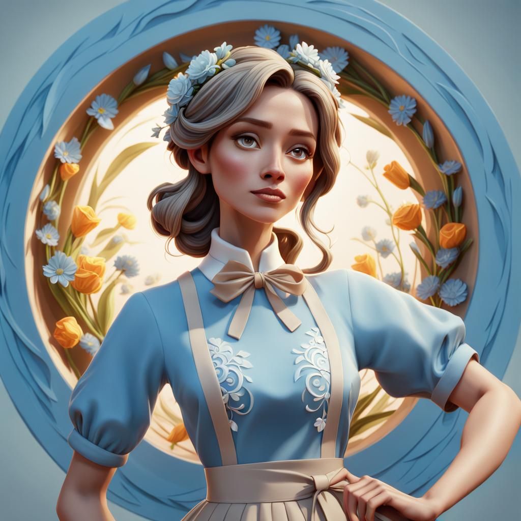 Woman in Floral Frame: Disney Concept Art