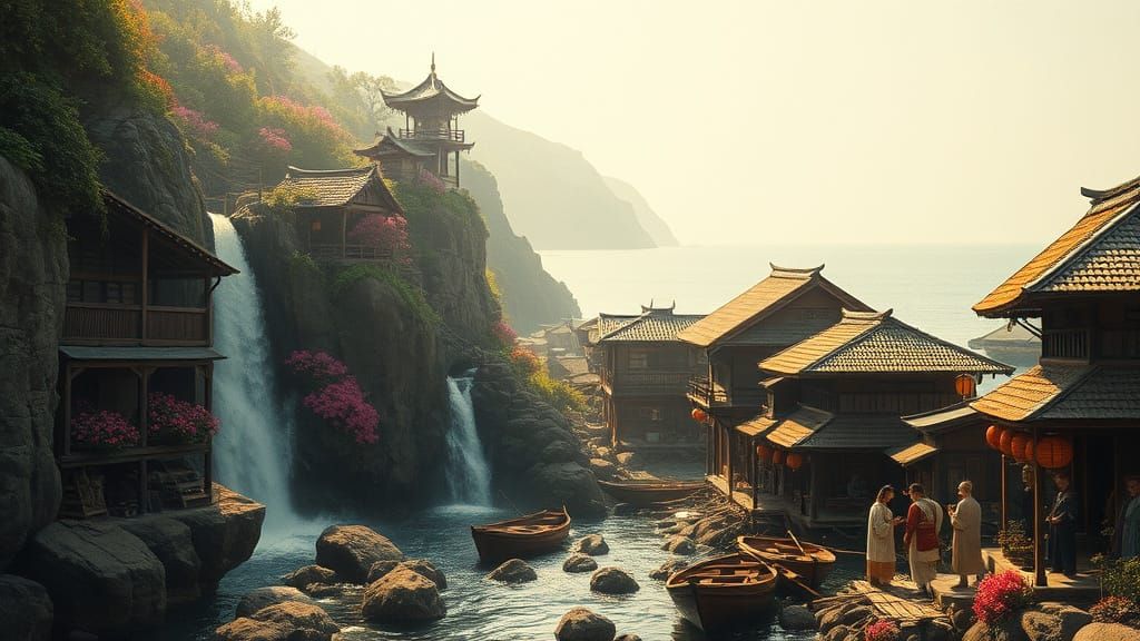 Dreamlike Feudal Japanese Fishing Village