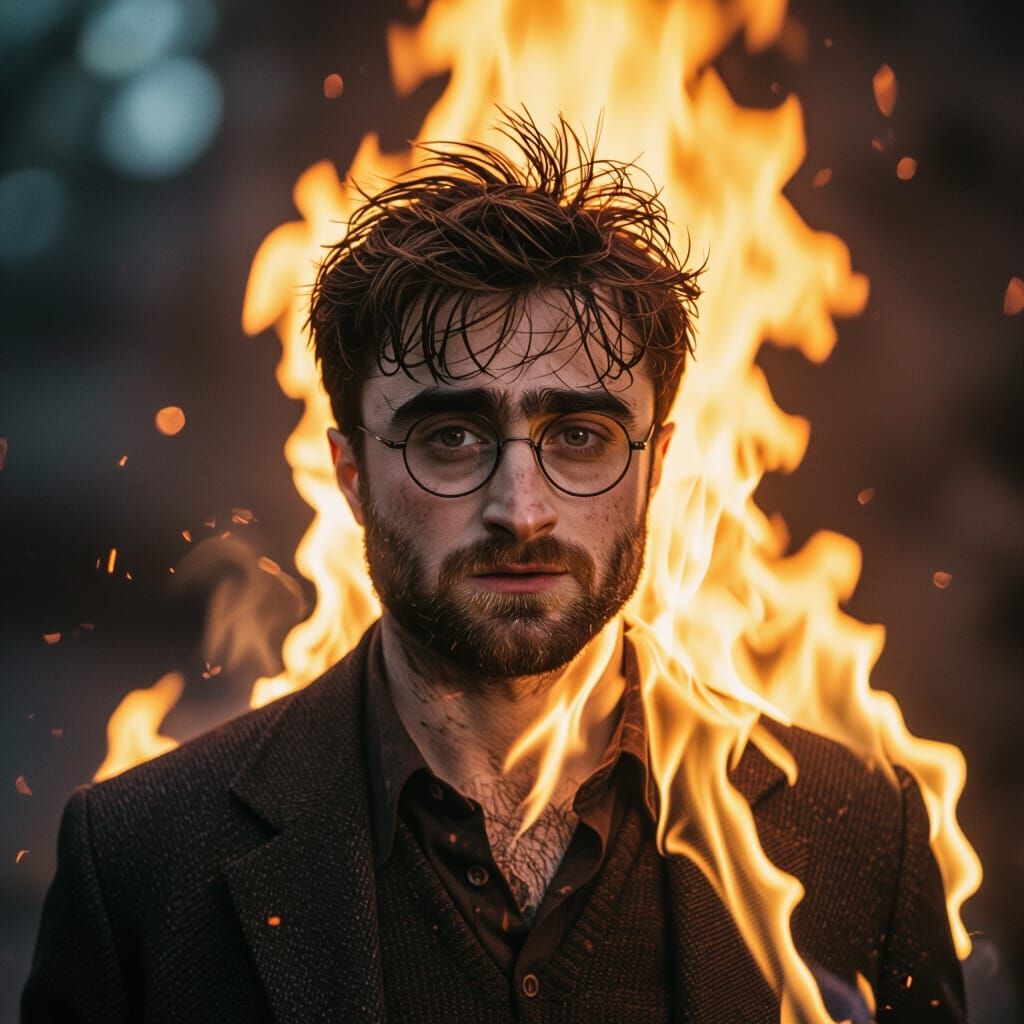 Wizard Engulfed in Flames: A Cinematic Portrait