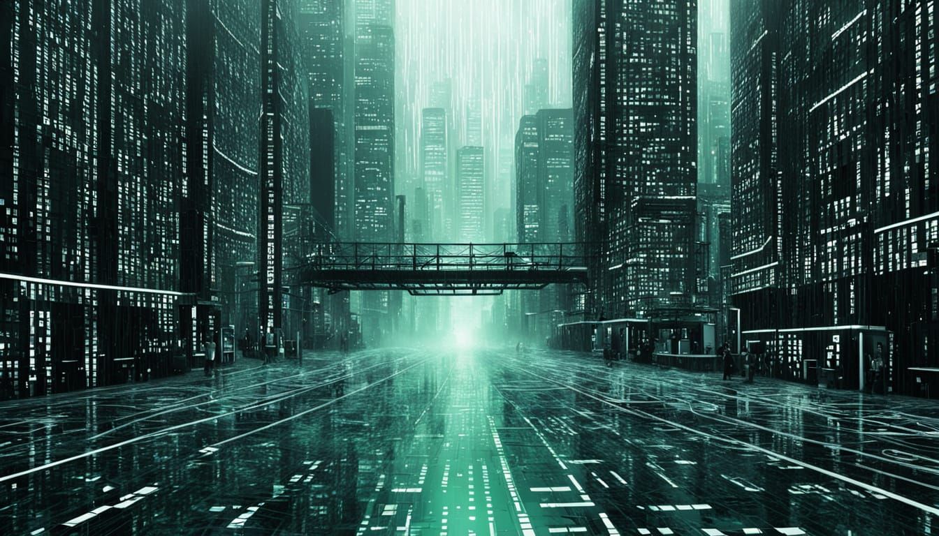 Matrix City Rendered in Cascading Computer Code