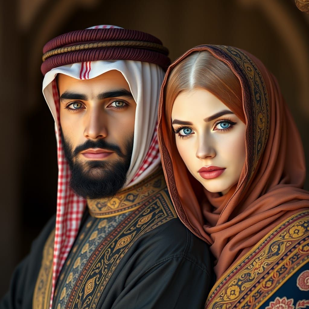 Arab Man and Blonde Woman Together