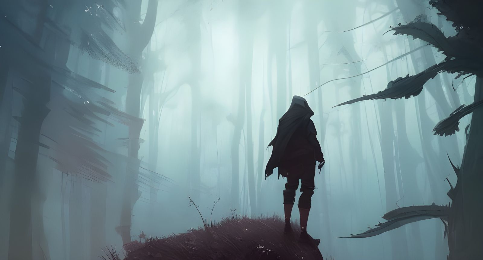 Dark Adventurer in Infinite Void: Digital Illustration