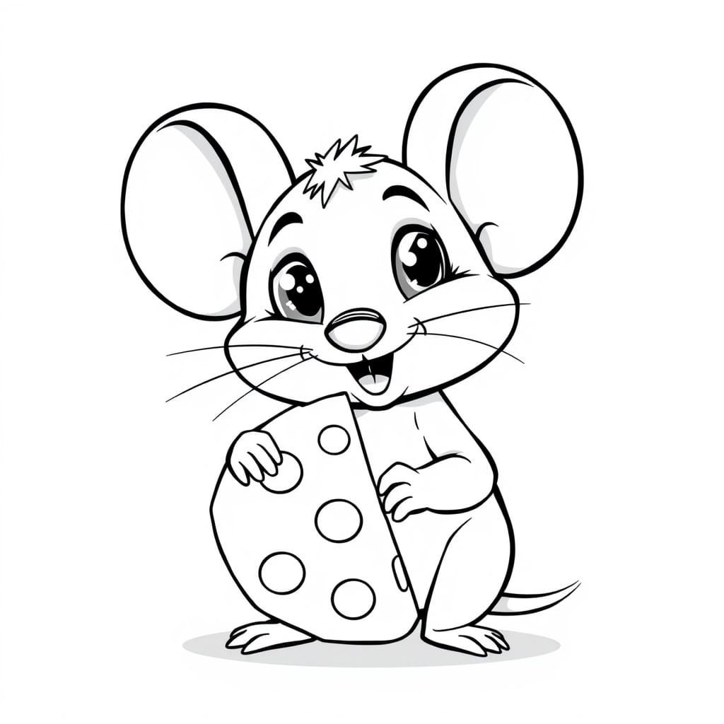 Cute Mouse in Playful Black and White Style