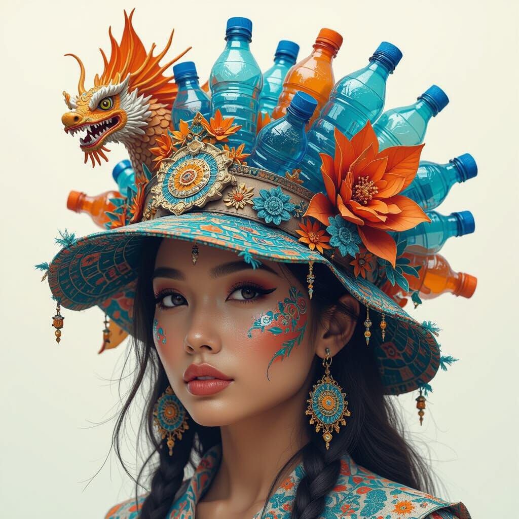 Vibrant Philippine Cap of Mythical Creatures in Matte Painti...