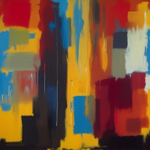 Expressive Abstract Painting with Vibrant Rectangular Fields