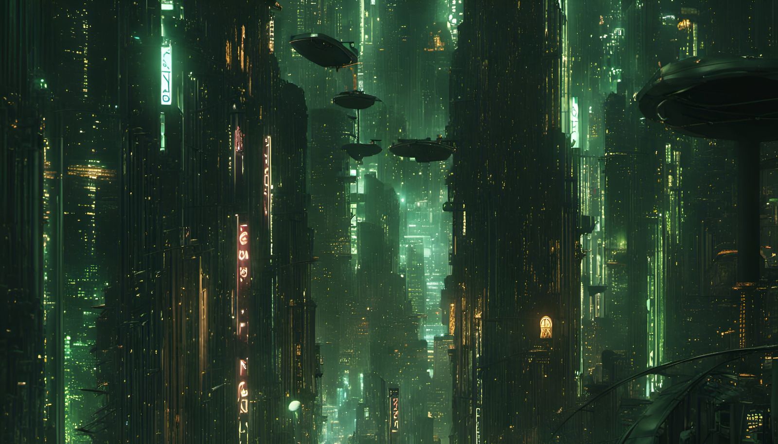 City in Matrix Rain with Invisible Gates