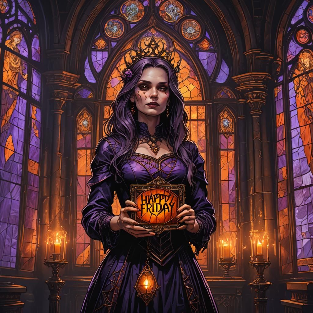 Dark Fantasy Woman in Haunted Mansion