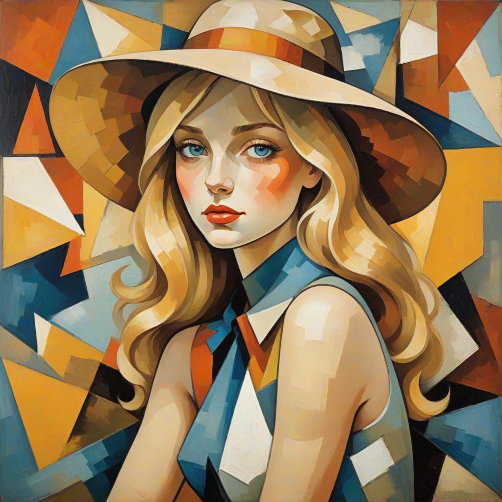 Vibrant Cubist Portrait in the Style of Braque