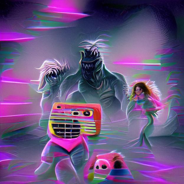 Vaporwave Dreamscape in 80s Style