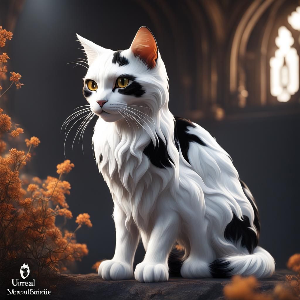 Detailed Calico Cat Painting in Fantasy Style