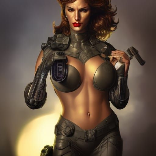 Woman with Gas Mask: Hyperdetailed Digital Portrait