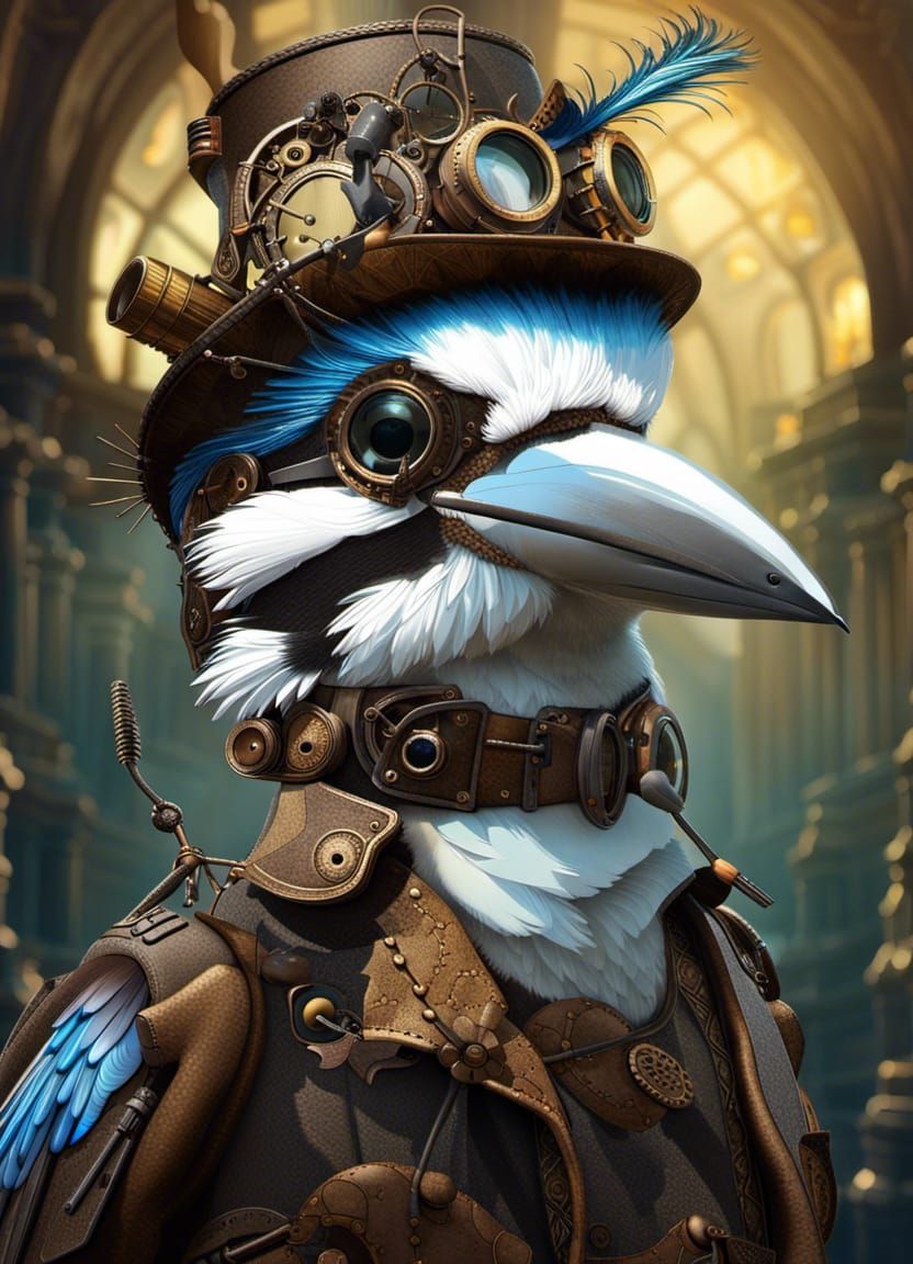 Steampunk Kookaburras in Dark Fantasy Style