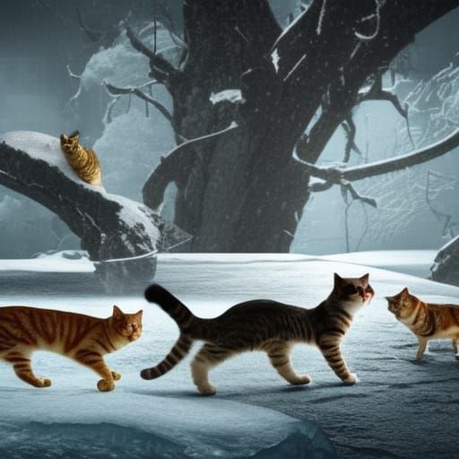 Cats Walking on Ice: Digital Matte Painting