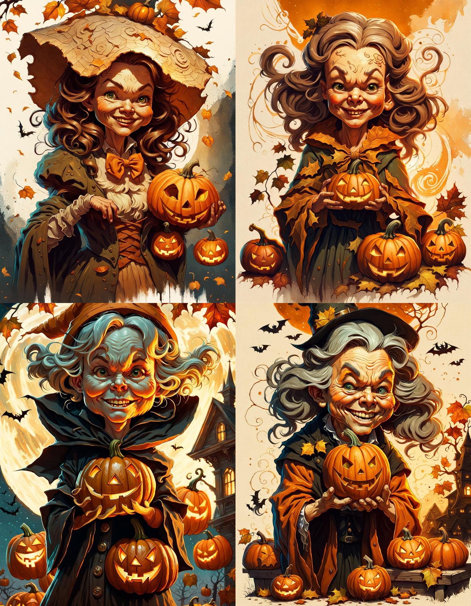 Happy Halloween Pumpkin Portrait in Digital Illustration Sty...