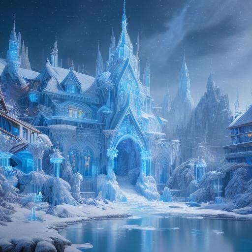 Santa Claus at North Pole in Detailed Painting